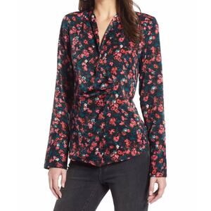 Something Navy Long Sleeve Draped Front Top